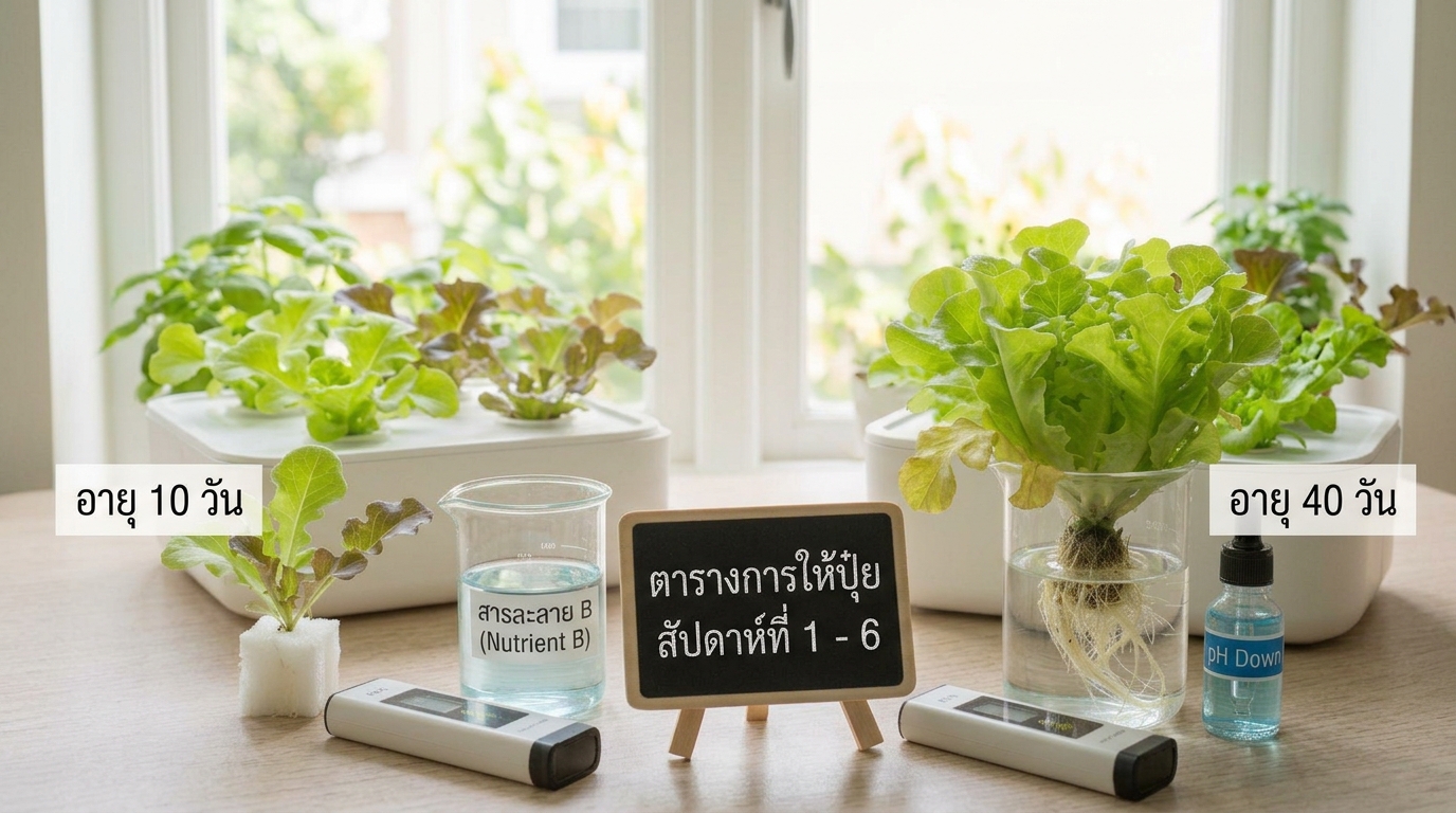 ตารางการให้ปุ๋ยผักไฮโดรโปนิกส์